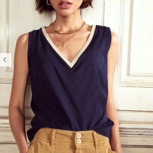 Metallic Trim V-Neck Tank